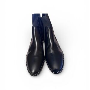 Ellos Black Leather Womens Studded Boots 10W